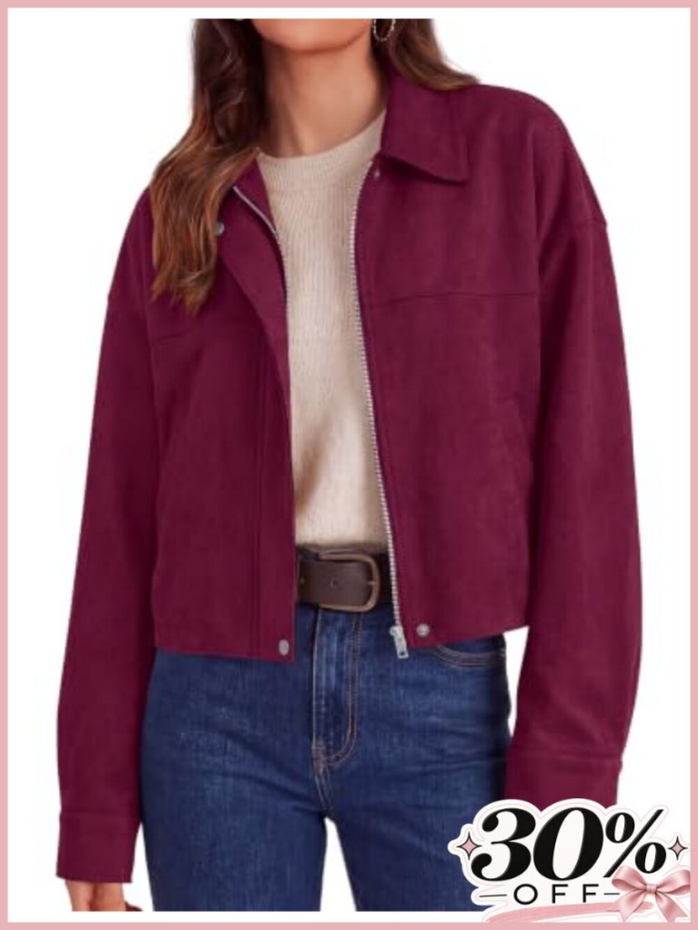 PRETTYGARDEN Women's Faux Suede Cropped Fall Jackets